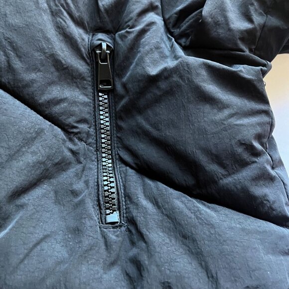 ZARA BLACK QUILTED HOODED SHORT WINTER PUFFER OVERSIZED COAT - XS - Picture 4 of 9